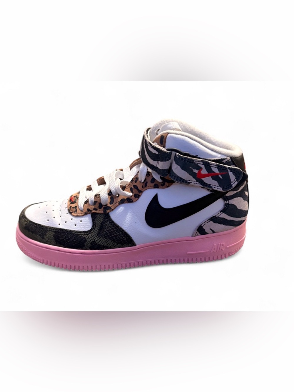 Nike Kids High-Top Sneakers with Pink Sole and Mixed Animal Accents